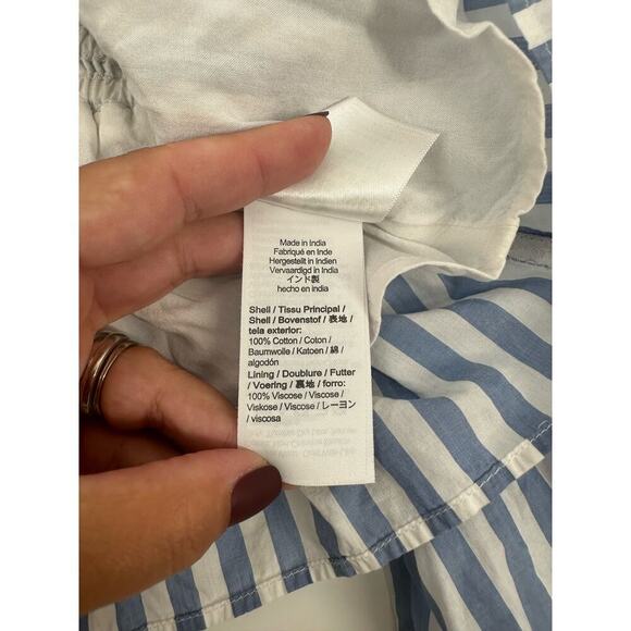 J. Crew Striped V-Neck Blouse in Blue and White - Picture 9 of 9